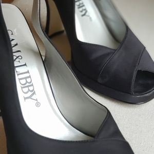 Sam and Libby black open toe slingback heels 7.5